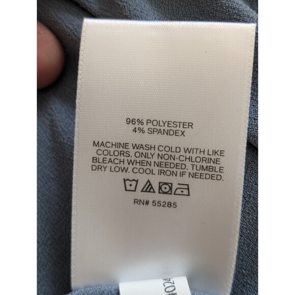 Express Top Womens L Textured Stretch Sleeveless Vneck Tucks Blue Peplum Sash - Picture 6 of 8